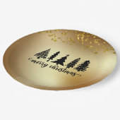 Gold Glitter Merry-kerstboom Papieren Bordje (Gekanteld)