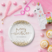Gold Glitter Merry-kerstfeest Papieren Bordje (Feest)