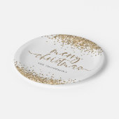 Gold Glitter Merry-kerstfeest Papieren Bordje (Gekanteld)