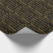 Gold Glitter Merry Kerstmis andere taal Cadeaupapier (Hoek)