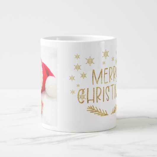 Gold Glitter Merry Kerstmis Snowflake Foto Mok (Voorkant)