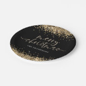 Gold Glitter Merry Kerstparty Black Papieren Bordje (Gekanteld)