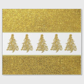 Gold Glitter met Filigree kerstboom Cadeaupapier (Vlak)