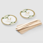 Gold Glitter met White Flowers Birthday Handwaaier (Niet-gemonteerd)