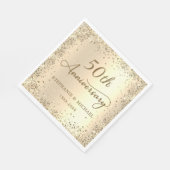 Gold Glitter Metal Foil 50th Wedding Anniversary Servet (Hoek)