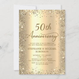 Gold Glitter Metallic 50ste bruiloft Jubileum Kaart
