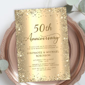 Gold Glitter Metallic 50ste bruiloft Jubileum Kaart