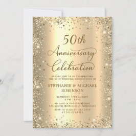 Gold Glitter Metallic 50th Wedding Anniversary Kaart