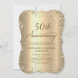 Gold Glitter Metallic 50th Wedding Anniversary Kaart