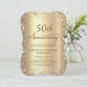 Gold Glitter Metallic 50th Wedding Anniversary Kaart (Staand voorkant)