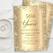 Gold Glitter Metallic 50th Wedding Anniversary Kaart