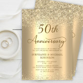 Gold Glitter Metallic 50th Wedding Anniversary Kaart