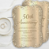 Gold Glitter Metallic 50th Wedding Anniversary Kaart