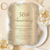 Gold Glitter Metallic 50th Wedding Anniversary Kaart
