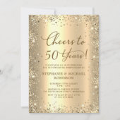 Gold Glitter Metallic 50th Wedding Anniversary Kaart (Voorkant)