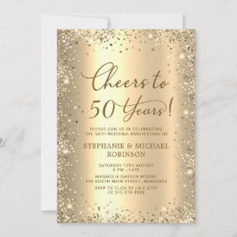 Gold Glitter Metallic 50th Wedding Anniversary Kaart