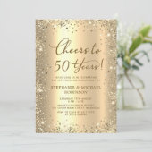 Gold Glitter Metallic 50th Wedding Anniversary Kaart (Staand voorkant)