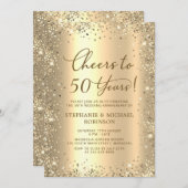 Gold Glitter Metallic 50th Wedding Anniversary Kaart (Voorkant / Achterkant)