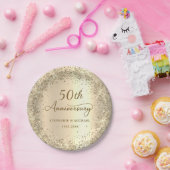 Gold Glitter Metallic 50th Wedding Anniversary  Papieren Bordje (Feest)