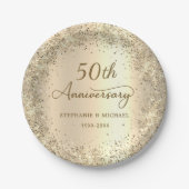 Gold Glitter Metallic 50th Wedding Anniversary  Papieren Bordje (Voorkant)