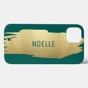 Gold Glitter Metallic Brush Stroke, donkere Blauwg Case-Mate iPhone Case