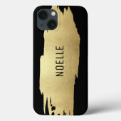 Gold Glitter Metallic Brush Stroke, zwart Case-Mate iPhone Case (Achterkant)