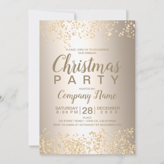 Gold glitter metallic kerstfeestdag kaart (Voorkant)