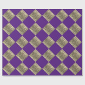 Gold Glitter Metallic Paarse Abstracte afbeelding Cadeaupapier (Vlak)