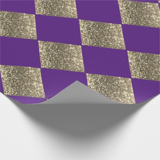 Gold Glitter Metallic Paarse Abstracte afbeelding Cadeaupapier (Hoek)