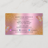 Gold Glitter Metallic Pink Folie Butterfly Logo Visitekaartje (Achterkant)