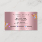 Gold Glitter Metallic Pink Folie Butterfly Logo Visitekaartje (Achterkant)