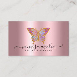 Gold Glitter Metallic Pink Folie Butterfly Logo Visitekaartje
