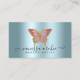 Gold Glitter Metallic Turquoise Folie Butterfly Visitekaartje