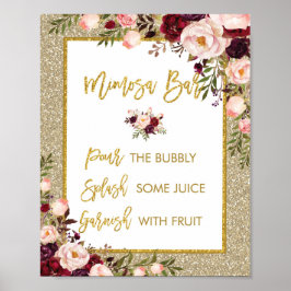 Gold Glitter Mimosa Bar - een bordje met een bruil Poster