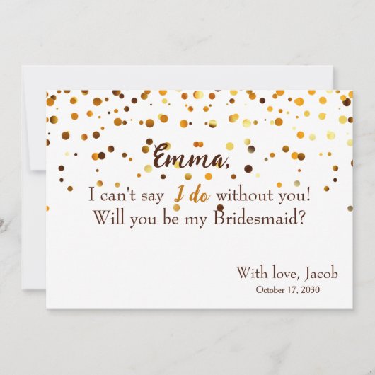 Gold Glitter Minimal Script Bruidsmeisje Voorstel Kaart (Voorkant)