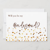 Gold Glitter Minimal Script Bruidsmeisje Voorstel Kaart (Achterkant)