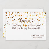 Gold Glitter Minimal Script Bruidsmeisje Voorstel Kaart (Voorkant / Achterkant)