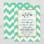 Gold Glitter Mint Green Chevron Weddenschap Kaart (Voorkant / Achterkant)