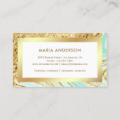 Gold Glitter Mint Green Marble Makeup Artist Visitekaartje (Achterkant)