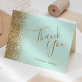 Gold Glitter Mint Green Wedding Thank You Kaart