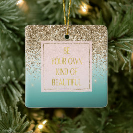 Gold Glitter Mint Wees je eigen soort Mooi Keramisch Ornament
