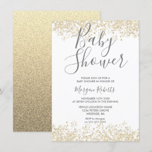 Gold Glitter Modern Baby shower Invitation Kaart