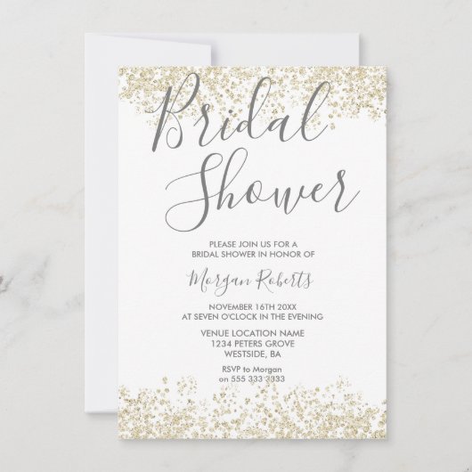 Gold Glitter Modern Bridal Shower Kaart (Voorkant)