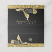 Gold Glitter Modern Glam High Shoes Plaatskaartje (Buitenkant ongevouwen)