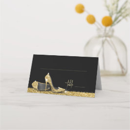 Gold Glitter Modern Glam High Shoes Plaatskaartje