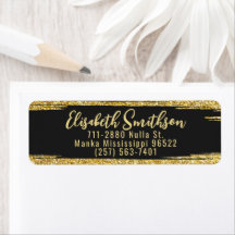 Gold Glitter Modern Luxury Custom Return-adres