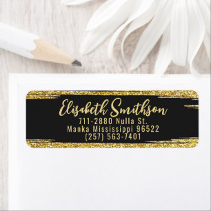 Gold Glitter Modern Luxury Custom Return-adres Etiket