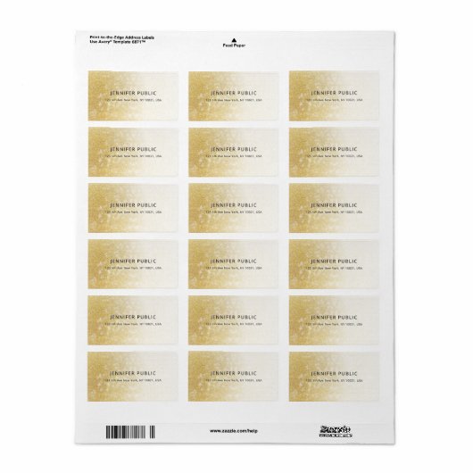 Gold Glitter Modern Simple Sjabloon Professional Etiket (Full Sheet)