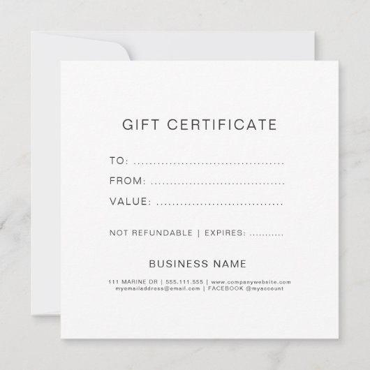 Gold Glitter Modern Stylish Cadeaubon (Achterkant)