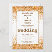 Gold Glitter Modern Wedding Uitnodiging (Voorkant)